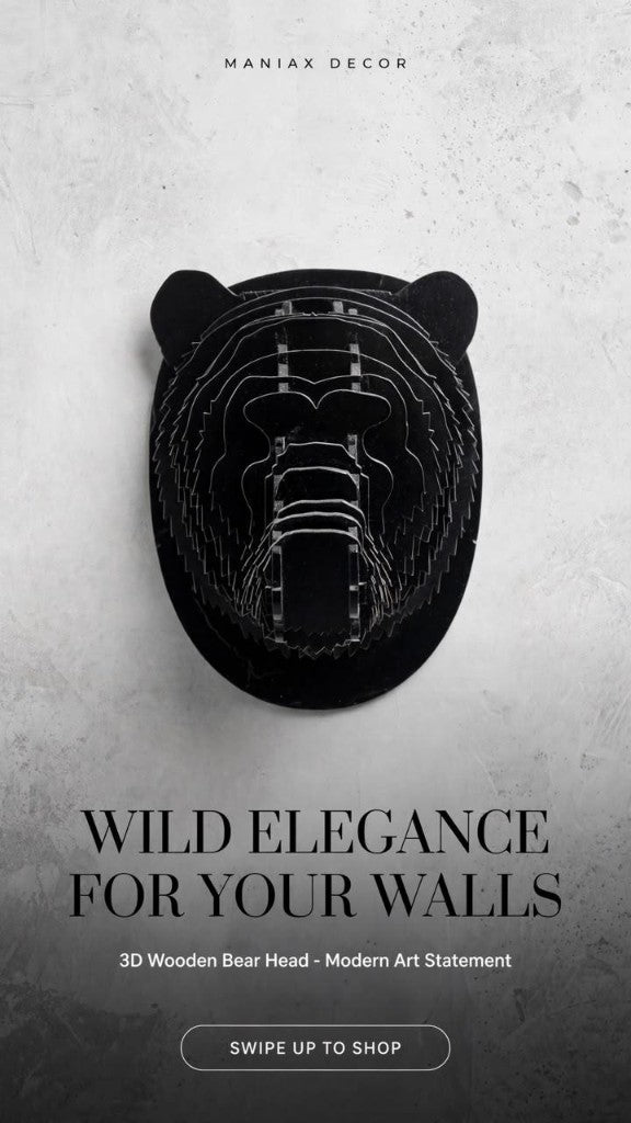 3D Wooden Bear Head