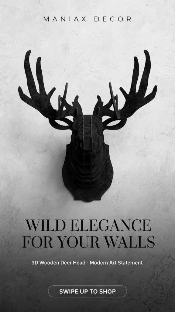 3D Wooden Deer Head