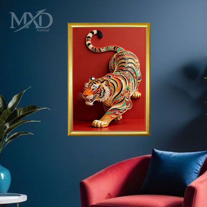 Ornate Tiger Gold Frame