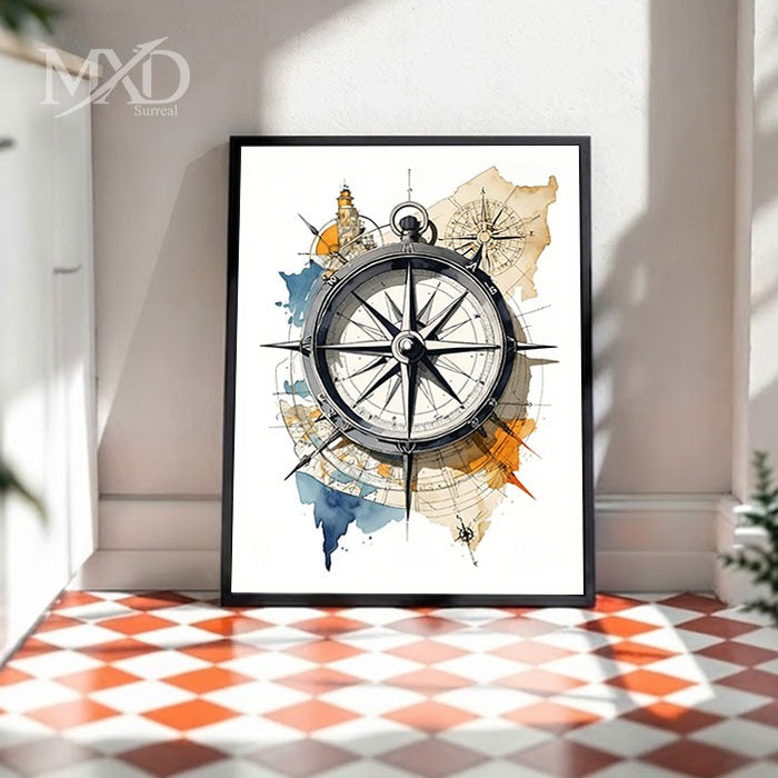 Vintage Compass Framed Art