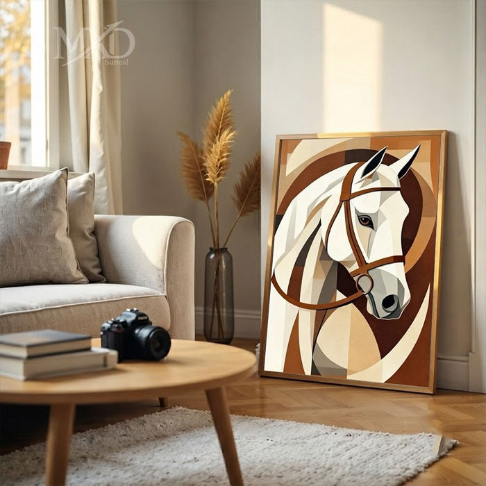 White Horse Geometric Frame
