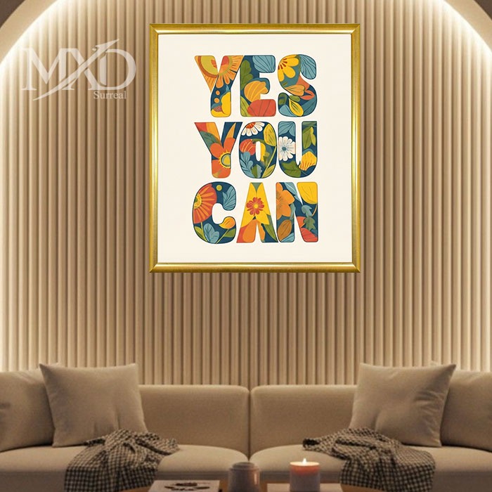 Yes You Can Floral Quote Frame