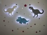 Laser Cut Dinosaur Nursery Wall Lamp Dinosaur Little Man Cave Wooden Sign - Image 8