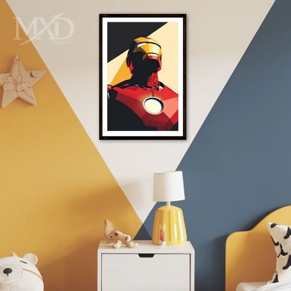 Iron Man Digital Art with Wooden Frame