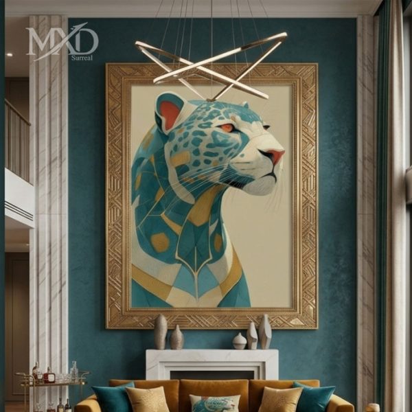 Luxury Tiger Head Art with Frame