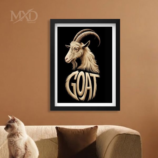 Goat Digital Art with Frame