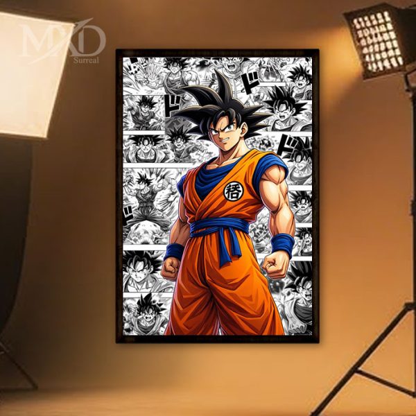 Goku Digital Art with Wooden Frame
