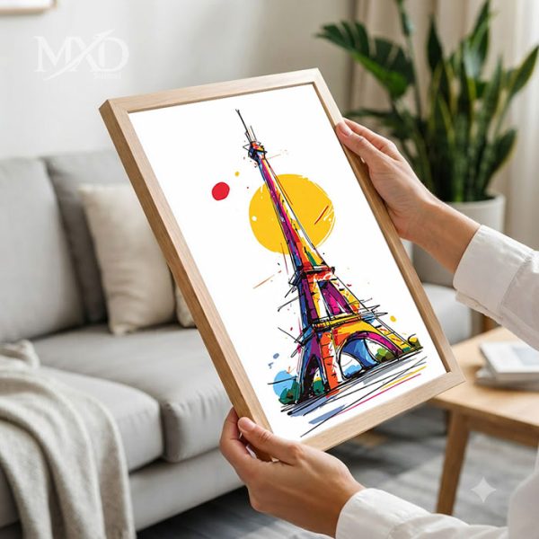 eiffel tower art with frame