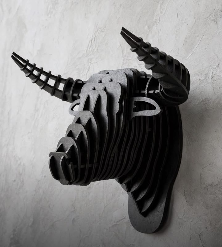Laser Cut Rhinoceros Head Wall Art